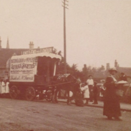 Suffragists at the top of Church Lane, Box