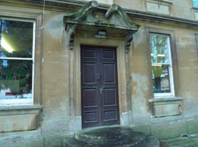 The doorway of the Mansion House in Corsham, unaltered from when it was built in 1721-22.